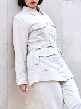 Sinsay Cream Belted Utility Jacket